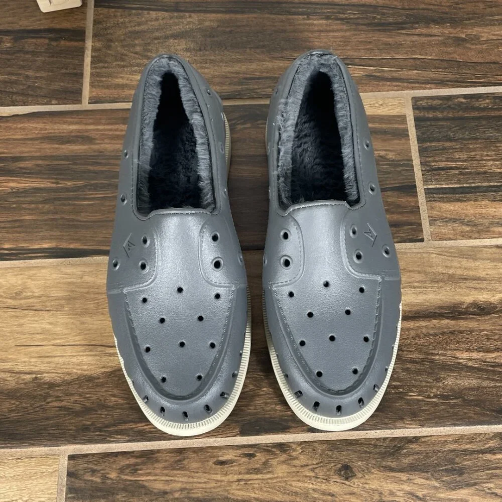 Sperry Authentic Original Float Cozy Boat Shoe Mens Size 10 Gray Faux Fur Lined
